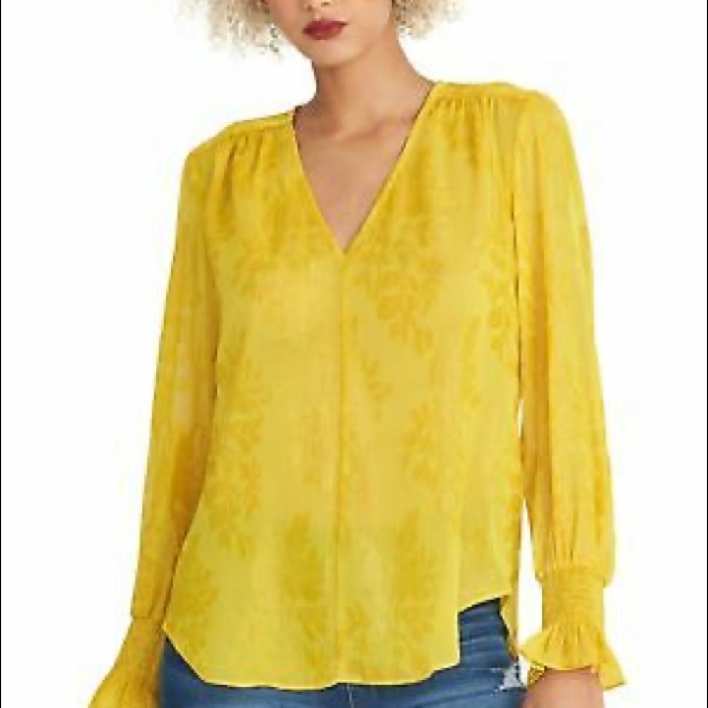 NWT RACHEL ROY Yellow Long Sleeve V Neck Top
